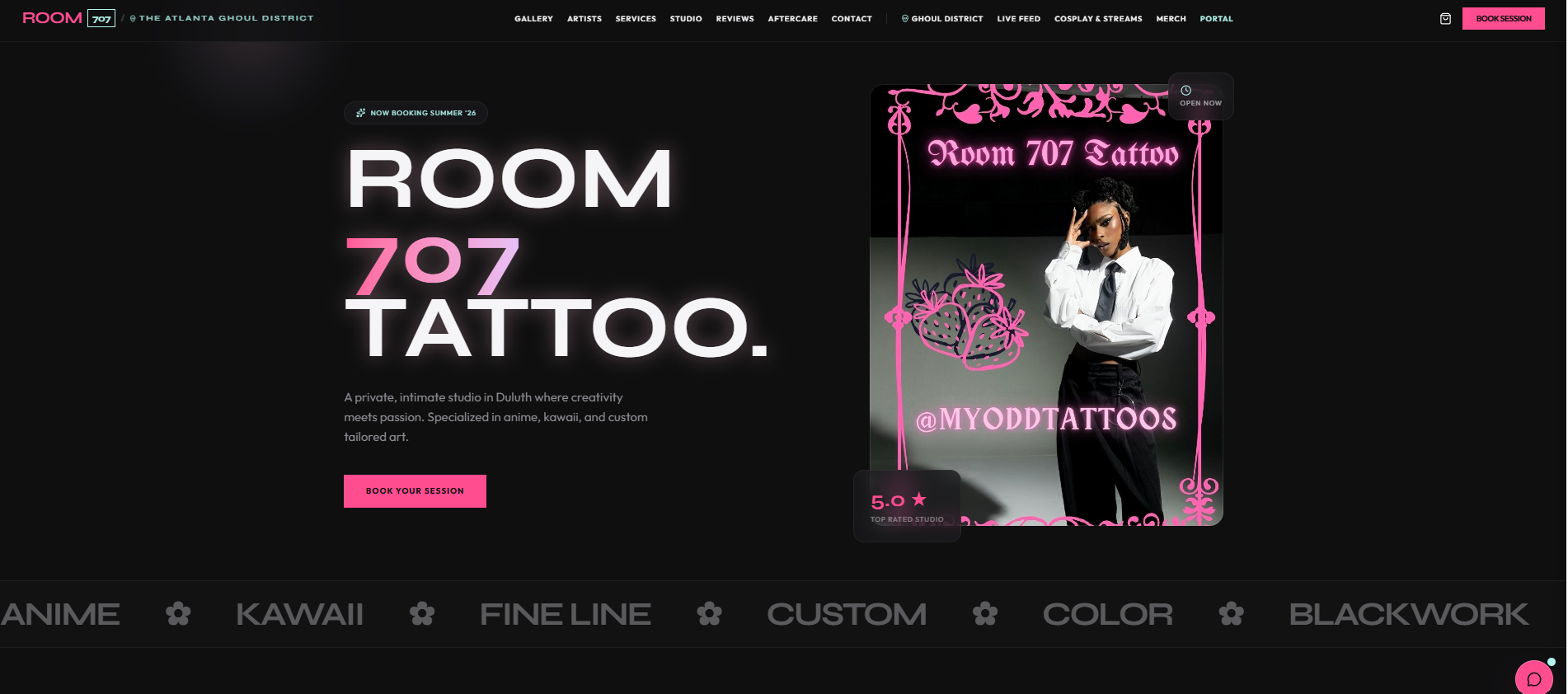 Room 707 Tattoo (The Atlanta Ghoul) website homepage